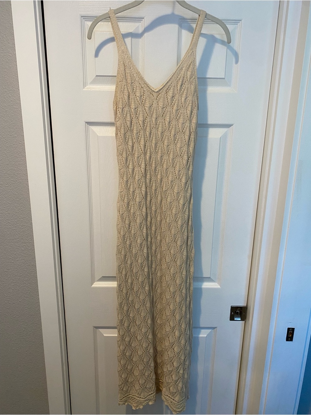 Beige Knit Maxi Slip Dress